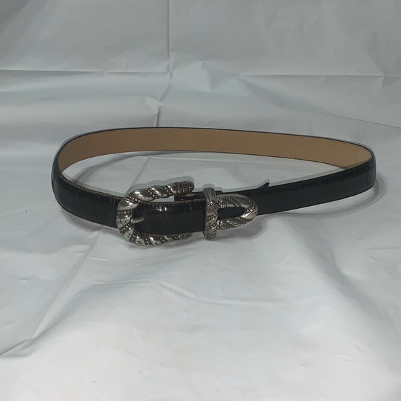 BRIGHTON Black Faux Skin 24-28” s 44503 with silver buckle - Picture 1 of 7